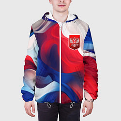 Куртка с капюшоном мужская Красный герб России, цвет: 3D-белый — фото 2