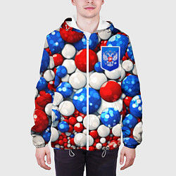 Куртка с капюшоном мужская Шарики триколор, цвет: 3D-белый — фото 2