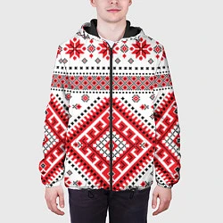 Куртка с капюшоном мужская Удмуртская роспись, цвет: 3D-черный — фото 2