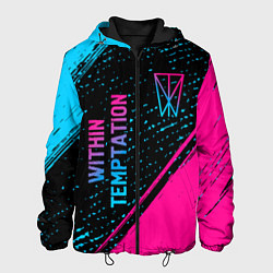 Куртка с капюшоном мужская Within Temptation - neon gradient: надпись, символ, цвет: 3D-черный