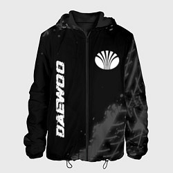 Куртка с капюшоном мужская Daewoo speed на темном фоне со следами шин: надпис, цвет: 3D-черный