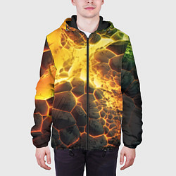 Куртка с капюшоном мужская Разлом плит из лавы, цвет: 3D-черный — фото 2