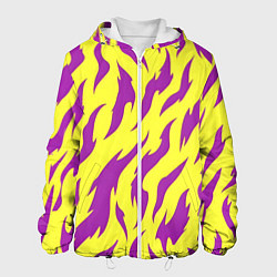 Куртка с капюшоном мужская Кислотный тигр паттерн, цвет: 3D-белый