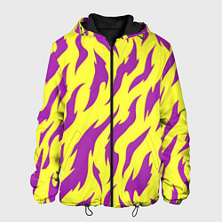 Куртка с капюшоном мужская Кислотный тигр паттерн, цвет: 3D-черный