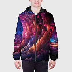Куртка с капюшоном мужская Звездная космическая спираль, цвет: 3D-черный — фото 2