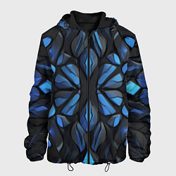 Куртка с капюшоном мужская Синие объемные узоры, цвет: 3D-черный