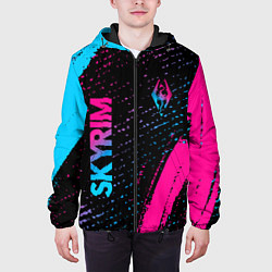 Куртка с капюшоном мужская Skyrim - neon gradient: надпись, символ, цвет: 3D-черный — фото 2