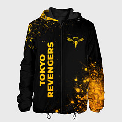 Куртка с капюшоном мужская Tokyo Revengers - gold gradient: надпись, символ, цвет: 3D-черный