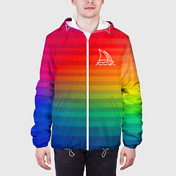 Куртка с капюшоном мужская Midjourney Лого с фоном, цвет: 3D-белый — фото 2