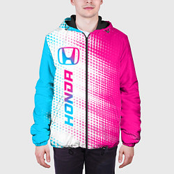 Куртка с капюшоном мужская Honda neon gradient style: по-вертикали, цвет: 3D-черный — фото 2