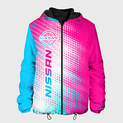Куртка с капюшоном мужская Nissan neon gradient style: по-вертикали, цвет: 3D-черный