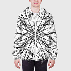 Куртка с капюшоном мужская Абстрактный контрастный паттерн, цвет: 3D-белый — фото 2