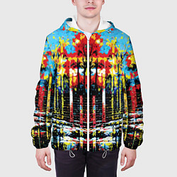 Куртка с капюшоном мужская Зеркальная абстракция - нейросеть, цвет: 3D-белый — фото 2