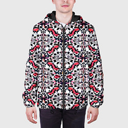 Куртка с капюшоном мужская Геометрический паттерн - нейросеть, цвет: 3D-черный — фото 2