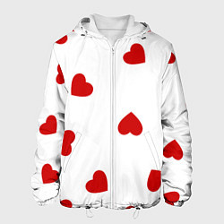 Мужская куртка Красные сердечки на белом