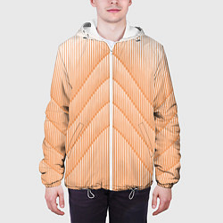 Куртка с капюшоном мужская Полосатый оранжевый градиент, цвет: 3D-белый — фото 2
