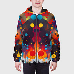 Куртка с капюшоном мужская Mirrow colorful blots - abstraction - vogue, цвет: 3D-черный — фото 2