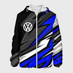 Куртка с капюшоном мужская Volkswagen - Синяя абстракция, цвет: 3D-белый