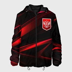 Куртка с капюшоном мужская Герб России красный и черный фон, цвет: 3D-черный