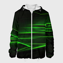 Куртка с капюшоном мужская Green lines abstract, цвет: 3D-белый