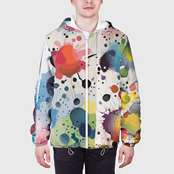 Куртка с капюшоном мужская Colorful blots - vogue - abstraction, цвет: 3D-белый — фото 2