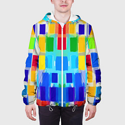 Куртка с капюшоном мужская Colorful strips - pop art - vogue, цвет: 3D-белый — фото 2