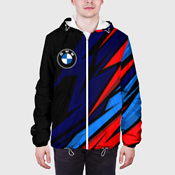 Куртка с капюшоном мужская BMW - m colors and black, цвет: 3D-белый — фото 2
