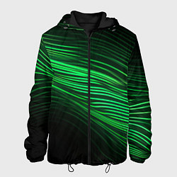 Куртка с капюшоном мужская Green neon lines, цвет: 3D-черный