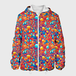 Куртка с капюшоном мужская Разноцветные пузырики узор, цвет: 3D-белый