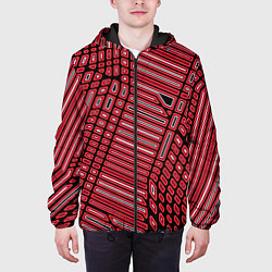 Куртка с капюшоном мужская Красная кибер паутина, цвет: 3D-черный — фото 2