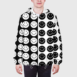 Куртка с капюшоном мужская Smiley black and white, цвет: 3D-белый — фото 2