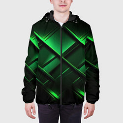 Куртка с капюшоном мужская Зеленые неоновые плиты, цвет: 3D-черный — фото 2