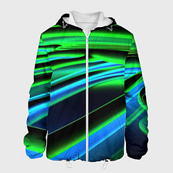 Куртка с капюшоном мужская Green geometry abstract, цвет: 3D-белый