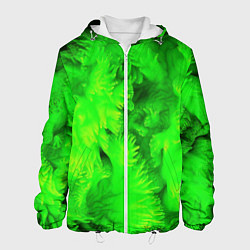 Куртка с капюшоном мужская Green abstract texture, цвет: 3D-белый