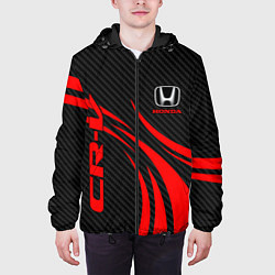 Куртка с капюшоном мужская Honda CR-V - красный и карбон, цвет: 3D-черный — фото 2