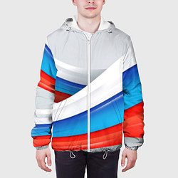 Куртка с капюшоном мужская Российские флаги, цвет: 3D-белый — фото 2