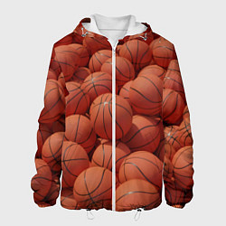 Куртка с капюшоном мужская Узор с баскетбольными мячами, цвет: 3D-белый