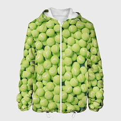 Куртка с капюшоном мужская Узор из теннисных мячей, цвет: 3D-белый