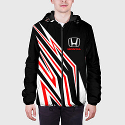 Куртка с капюшоном мужская Хонда - белый и красный, цвет: 3D-черный — фото 2