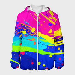 Куртка с капюшоном мужская Красочная абстрактная композиция, цвет: 3D-белый