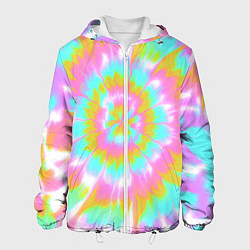 Куртка с капюшоном мужская Tie-Dye кислотный в стиле барби, цвет: 3D-белый