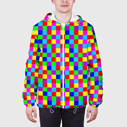 Куртка с капюшоном мужская Разноцветные плитки, цвет: 3D-белый — фото 2