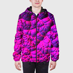 Куртка с капюшоном мужская Объемная розовая текстура, цвет: 3D-черный — фото 2