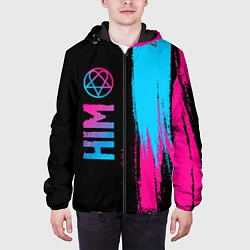 Куртка с капюшоном мужская HIM - neon gradient: по-вертикали, цвет: 3D-черный — фото 2