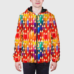 Куртка с капюшоном мужская Цветные карандаши, цвет: 3D-черный — фото 2