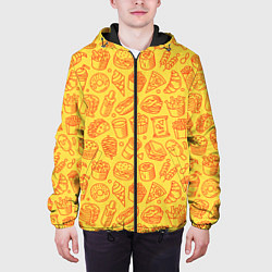 Куртка с капюшоном мужская Фастфуд - жёлтый, цвет: 3D-черный — фото 2