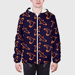 Куртка с капюшоном мужская Вороны неон, цвет: 3D-белый — фото 2