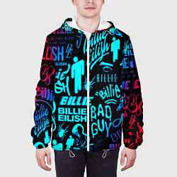Куртка с капюшоном мужская Billie Eilish neon pattern, цвет: 3D-белый — фото 2