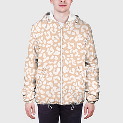 Куртка с капюшоном мужская Нежный леопард паттерн, цвет: 3D-белый — фото 2