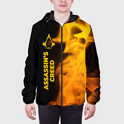 Куртка с капюшоном мужская Assassins Creed - gold gradient: по-вертикали, цвет: 3D-черный — фото 2